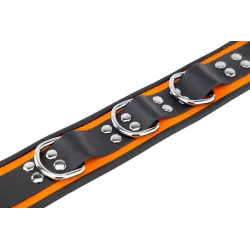 The Red Collier en cuir 3 Anneaux D Orange-Noir